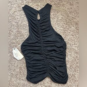 Anthropology top- Black Ruched Sleeveless Top